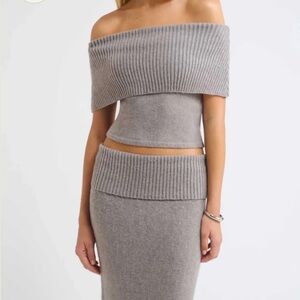 Rumored Gray Knit Turtleneck Top